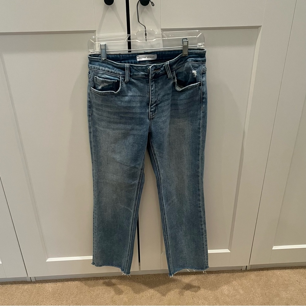 Flying Monkey Raw Hem Blue Jeans